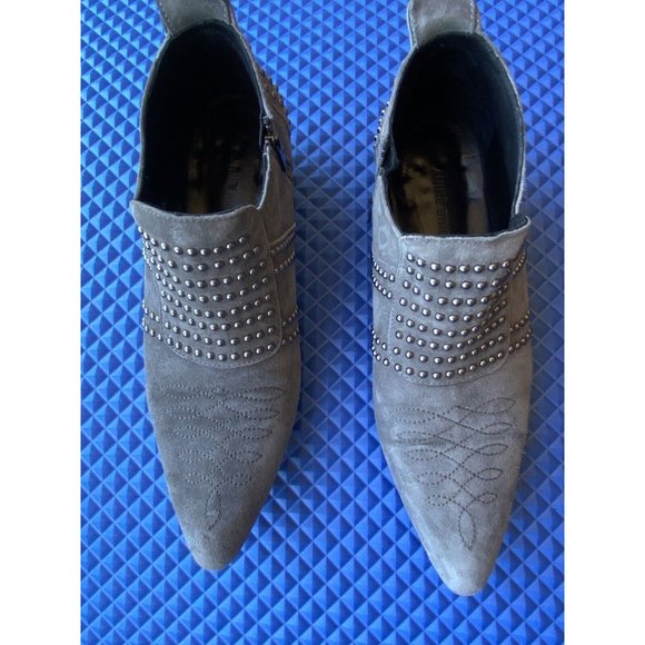 Anine Bing Low Charlie Gray Studded Suede Ankle Boot - Picture 3 of 12